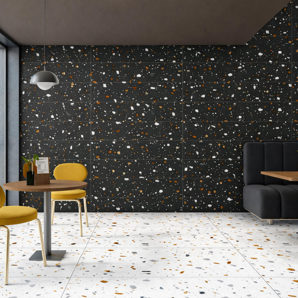Carrelage Intérieur Terrazzo Noir 60x120cm